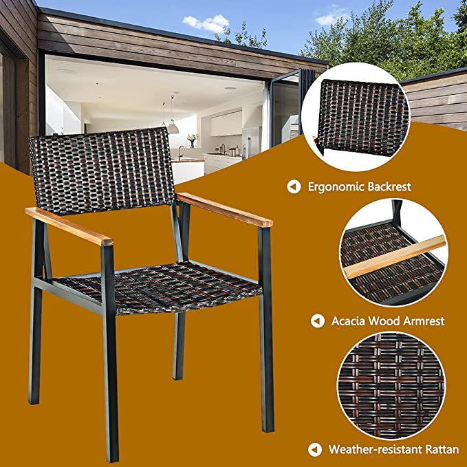 DORTALA 7 Pieces Patio Dining Set, Outdoor PE Rattan Dining Furniture Set . 2 Boxes Unassembled