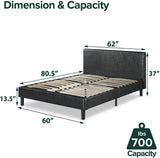 ZINUS Jade Faux Leather Upholstered Platform Bed Frame *UNASSEMBLED* - KING