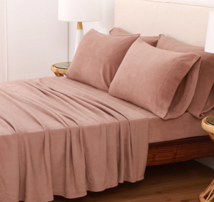 Berkshire Blanket Polarfleece 6 Piece Sheet Set With Bonus Pillowcases - QUEEN - NATURAL