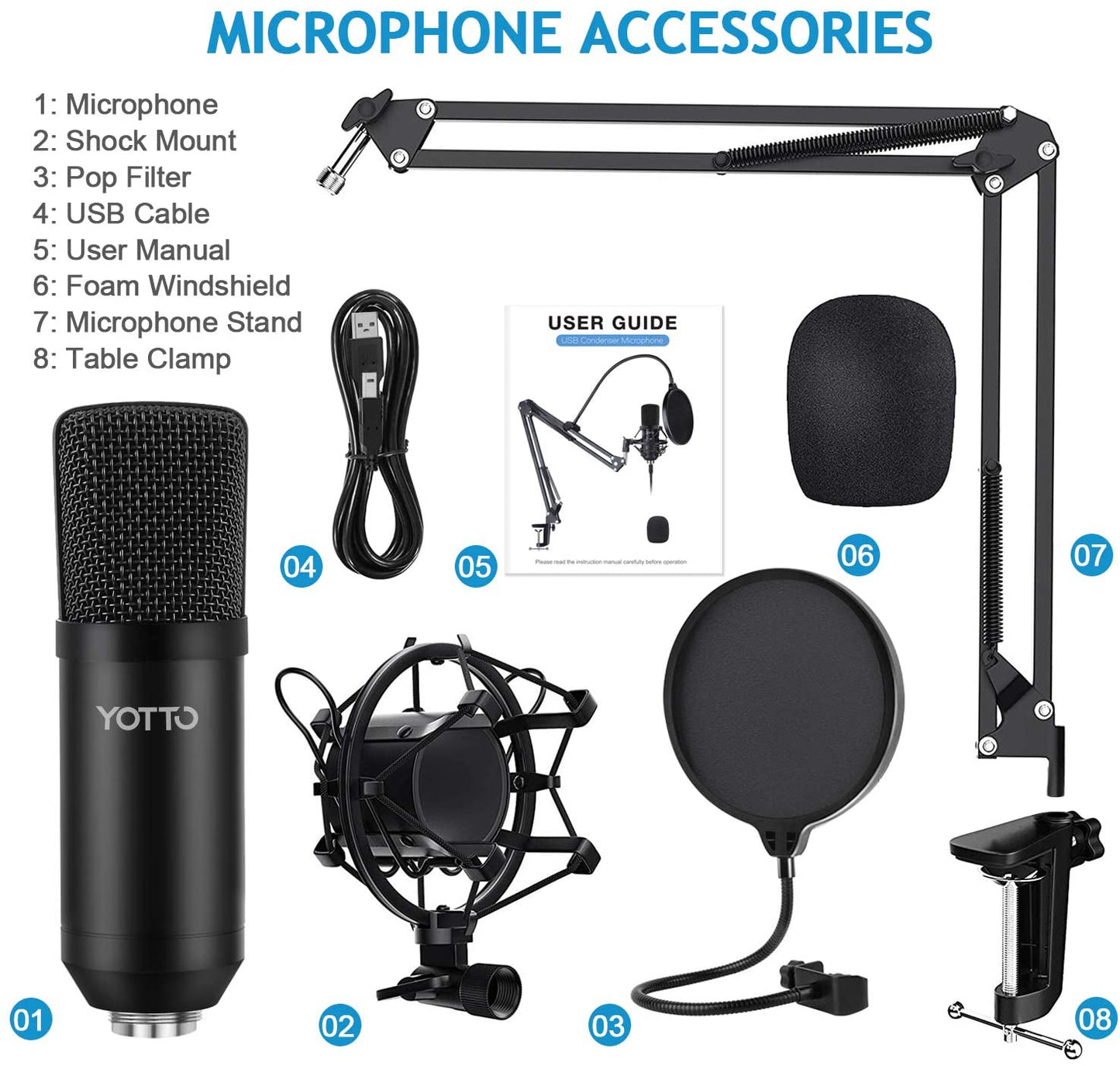 YOTTO USB Microphone Cardioid Condenser Mic