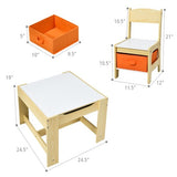 Kids Table Chairs Set With Storage Boxes Blackboard Whiteboard Drawing