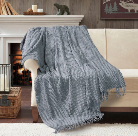 St. Clair Luxe Waffle Throw - GREY