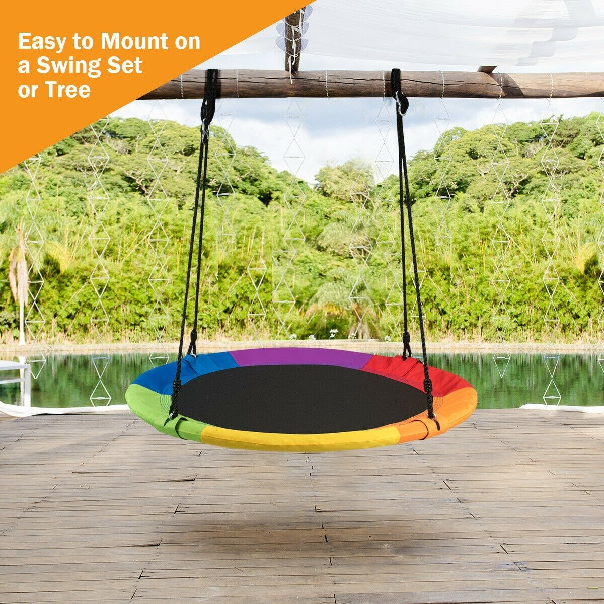 40 Inch Flying Saucer Tree Swing Outdoor Play for Kids, in box unassembled