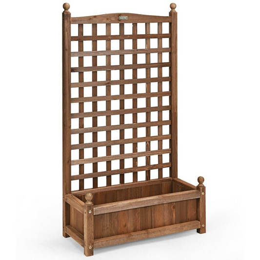 Free Standing Wood Planter Box with Trellis *SCRATCH & DENT*FULLY ASSEMBLED* - GT3564