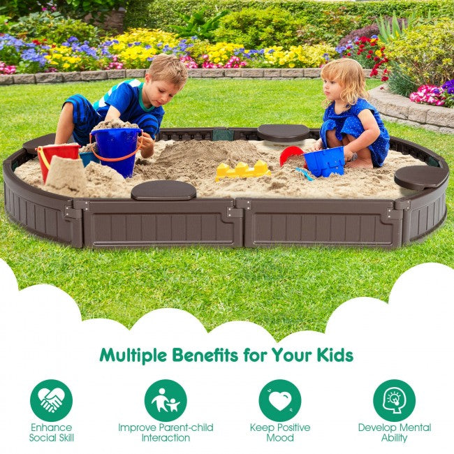 Sandbox with Built-in Corner Seat and Bottom Liner