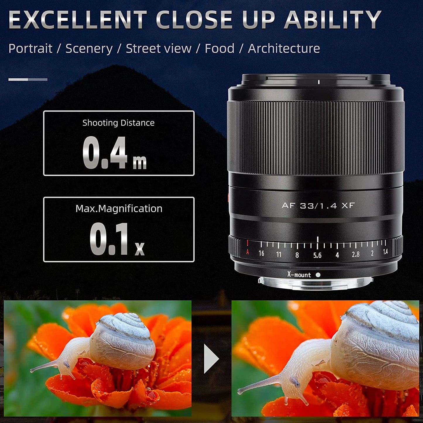 VILTROX X Mount Lens 33mm F1.4 fujifilm X Mount f/1.4 XF AF Auto Focus Lens for Fujifilm Fuji X-Mount Camera X-T3 X-T2 X-H1 X20 X-T30 X-T20