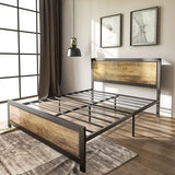 Metal, Wood bed, expresso, Queen, Platform