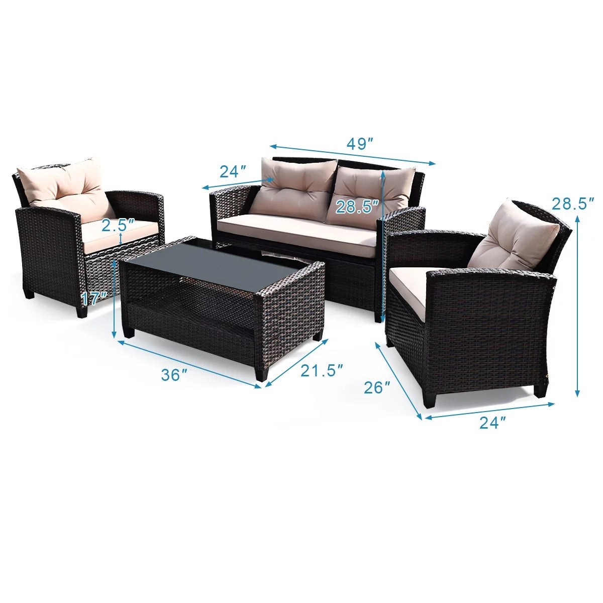 4PCS Outdoor Rattan Furniture Set *FULLY ASSEMBLED*