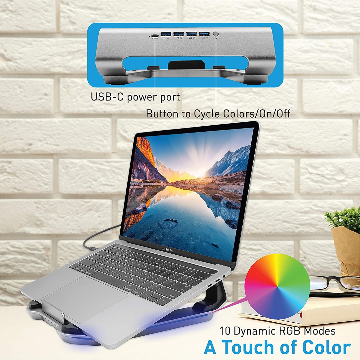 RGB Laptop Stand with USB Ports