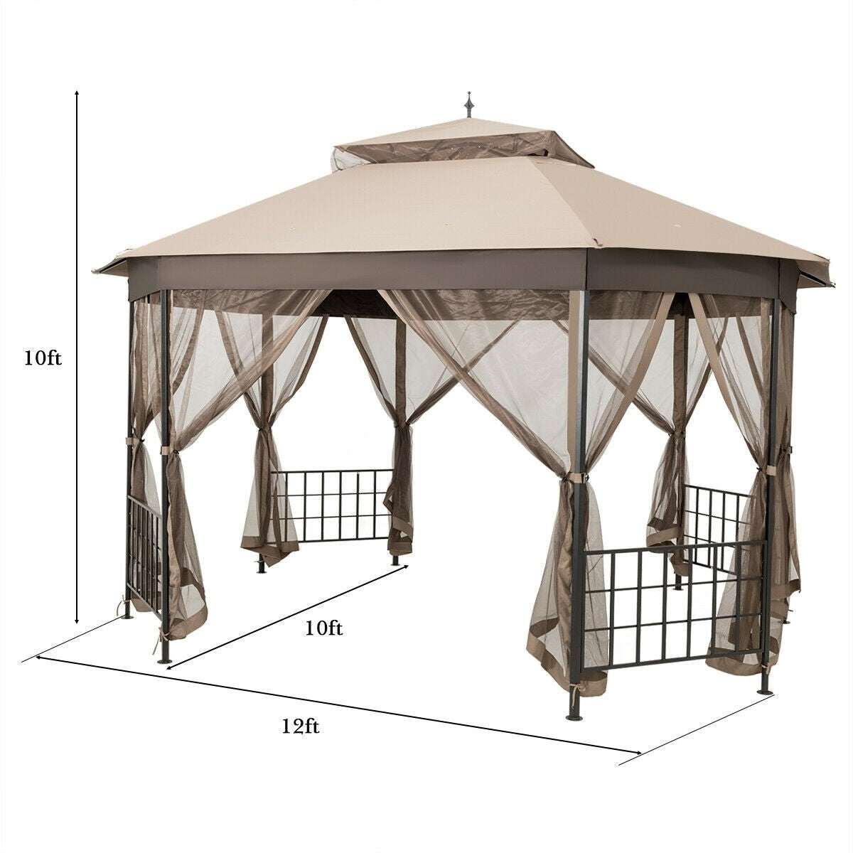 10’x 12’ Octagonal Patio Gazebo with Mosquito Net, 1 box unassembled