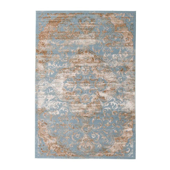 Alamo Floral Area Rug in Teal/Beige - 6' x 9'