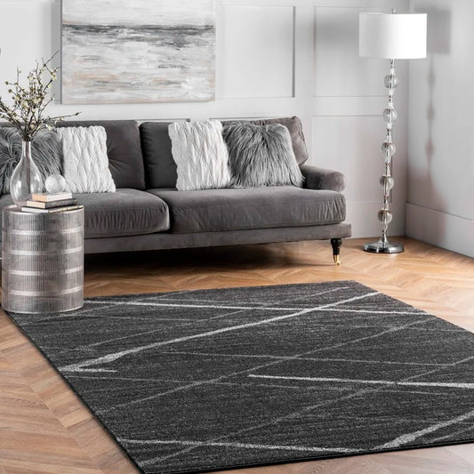 Amiia Geometric Grey Area Rug - 8'6" x 11'6"