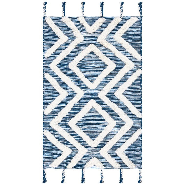 Bakerhill Geometric Tufted Wool Navy/Ivory Area Rug - 8' X 10'