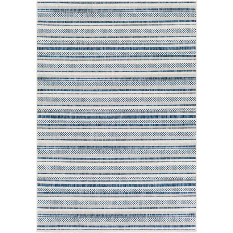 Bellino Striped Indoor / Outdoor Area Rug in Navy/White/Denim - 7'10" x 10'2"