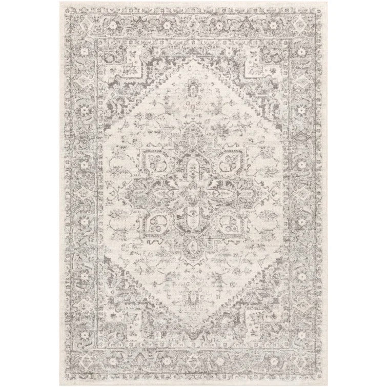 Benoit Oriental Area Rug in Charcoal/Light Beige - 5'3" x 7'3"