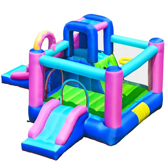 Bountech Inflatable Bounce Castle Dual Slides Jumping Bouncer W/ Climbing Wall