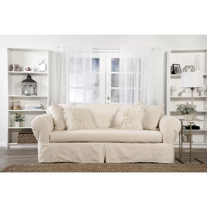 Twill Box Cushion Loveseat Slipcover, 2 Piece, Beige - SPECIAL-