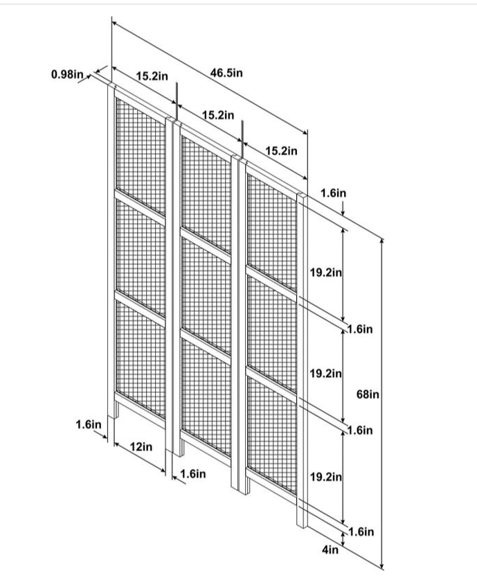 William Rattan 3 Panel Room Divider