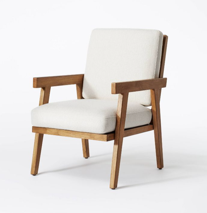 Wood Frame Accent Chair with Grid Back