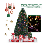 6Ft Pre-Lit Fiber Optic Artificial PVC Christmas Tree w/ Metal Stand