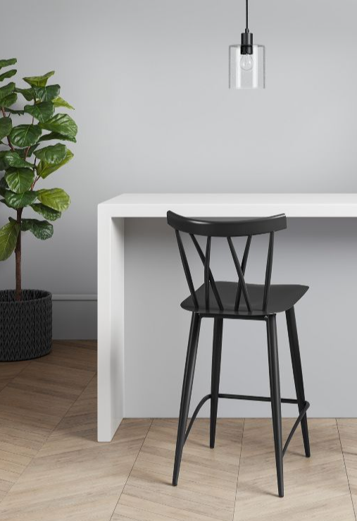 Metal X Back Counter Height Barstool