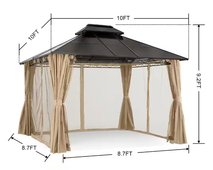 10 ft. x 10 ft. Aluminum Patio Gazebo *UNASSEMBLED/IN BOX*