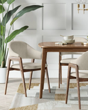 Open Back Upholstered Wood Frame Dining Chair