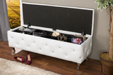 Faux-Leather Contemporary Storage Ottoman