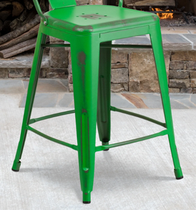 30'' METAL INDOOR-OUTDOOR COUNTER HEIGHT STOOL *MISSING BACK*