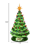 15'' Prelit Hand-Painted Ceramic Tabletop Christmas Tree