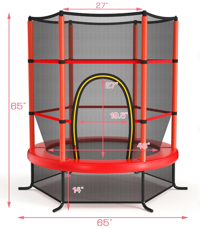 55 Inch Kids Recreational Trampoline Bouncing Jumping Mat with Enclosure Net *UNASSEMBLED/IN BOX*- TW10052RE