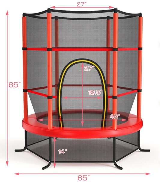 55 Inch Kids Recreational Trampoline Bouncing Jumping Mat with Enclosure Net *UNASSEMBLED/IN BOX*- TW10052RE