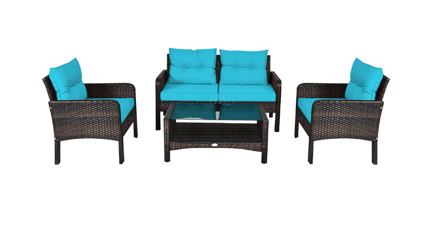 4PCS Patio Rattan Set *UNASSEMBLED/IN BOXES(2)* - HW66653TU