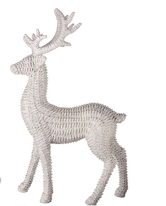 Holiday Memories 18" Resin White Rattan Deer