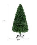 6Ft Pre-Lit Fiber Optic Artificial PVC Christmas Tree w/ Metal Stand