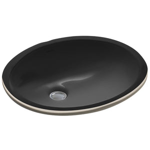 Black Ceramic Oval Undermount Bathroom Sink with Overflow