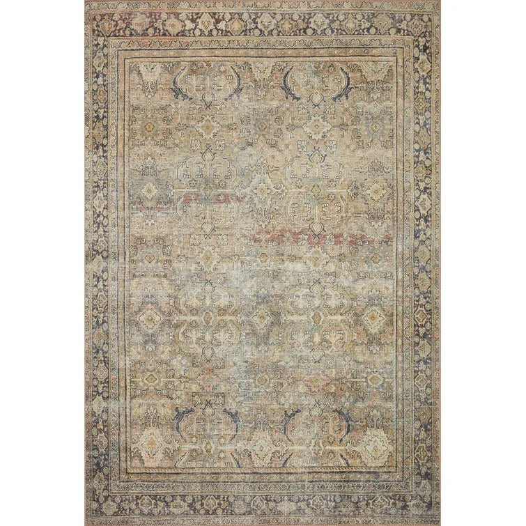 Duda Oriental Olive And Charcoal Area Rug - 3'6" x 5'6"