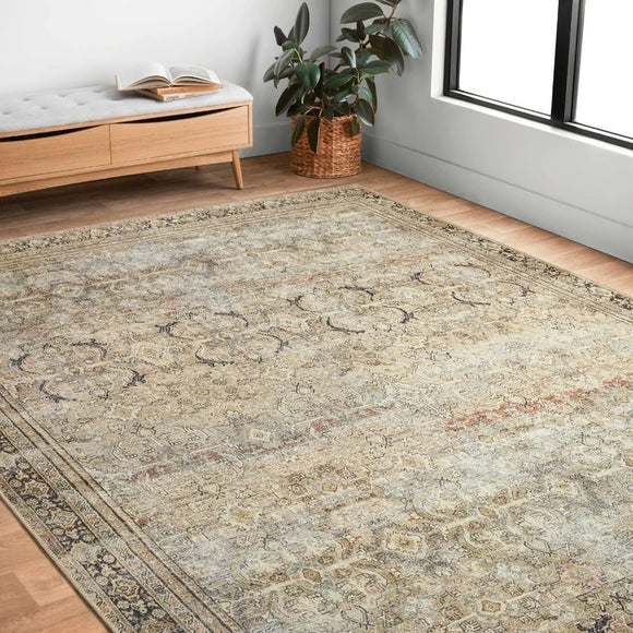 Duda Oriental Olive And Charcoal Area Rug - 3'6