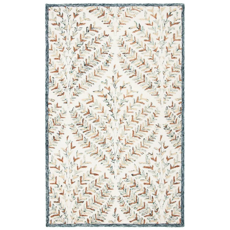 Capri Handmade Tufted Wool Area Rug in Ivory / Green - Square 5'