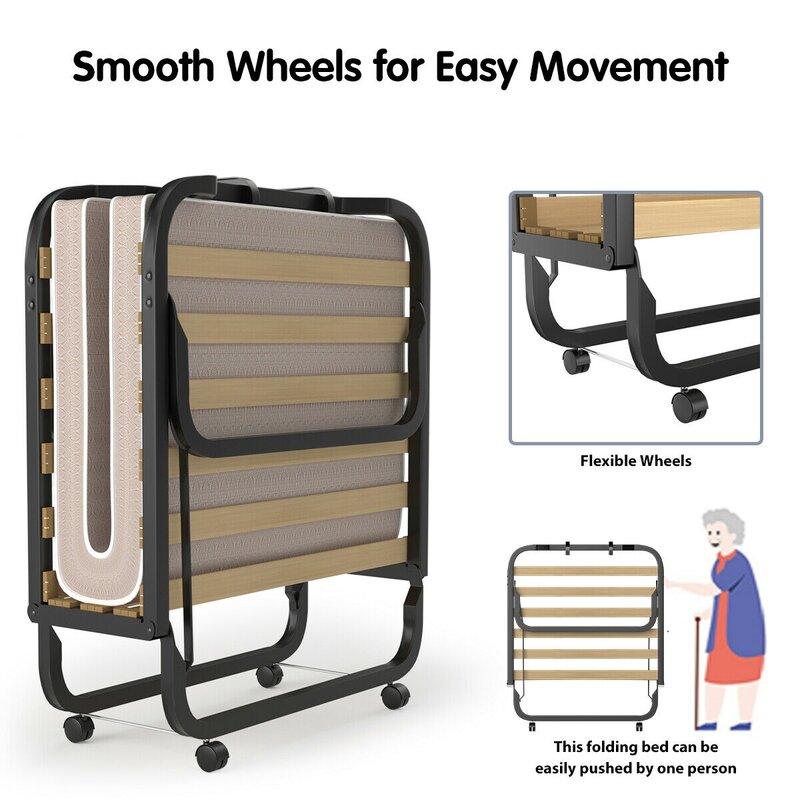 MAYFULL Steel Folding Bed with Memory Foam