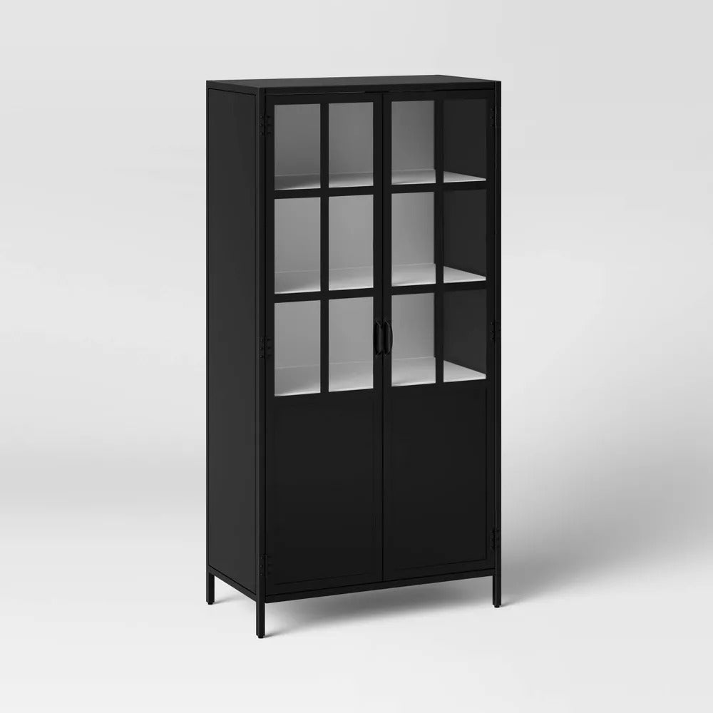 Half Glass Display Cabinet Black  *SCRATCH & DENT*