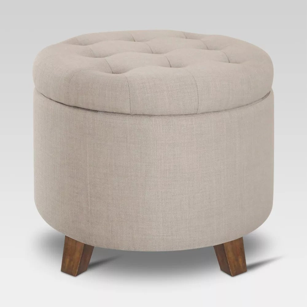 Tufted Round Storage Ottoman