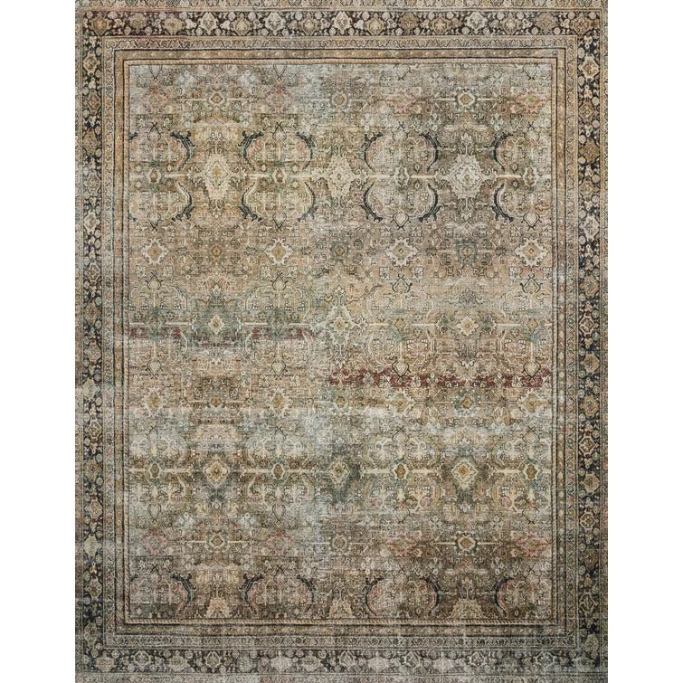 Giacinto Oriental Area Rug in Olive/Charcoal - 7'6" x 9'6"