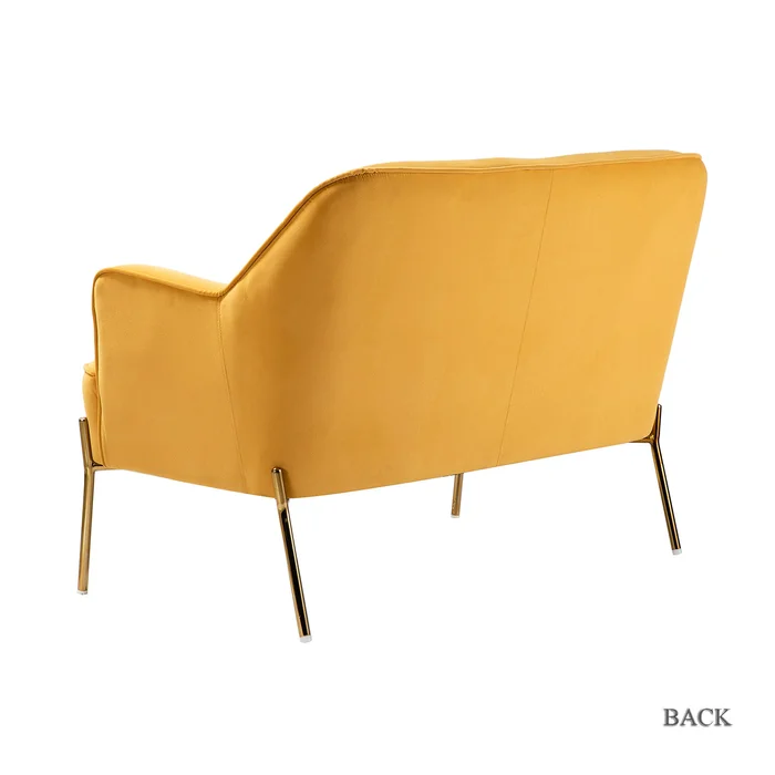 Guthrie 43`` Velvet Loveseat, Mustard
