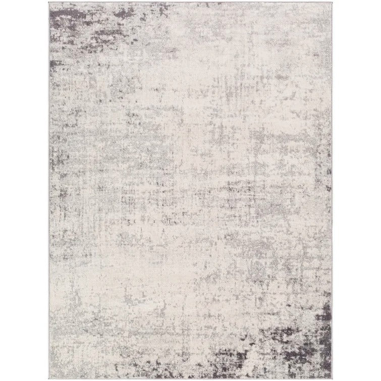 Haili Abstract Area Rug in Charcoal/Light Grey/White - 5'3" x 7'1"