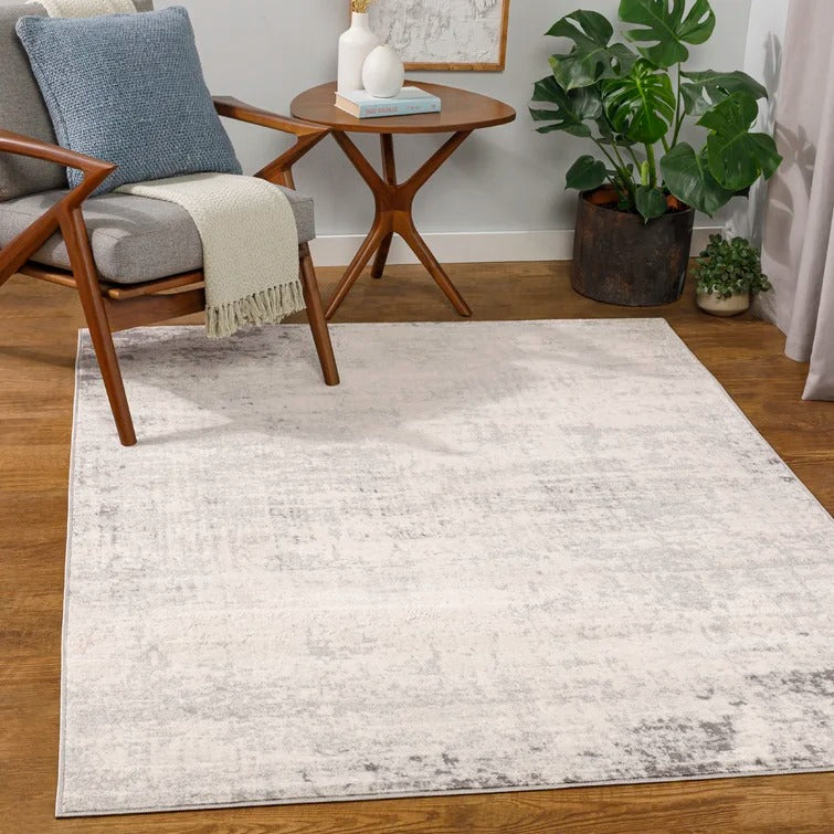 Haili Abstract Area Rug in Charcoal/Light Grey/White - 5'3" x 7'1"