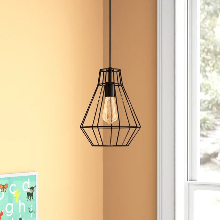 Harmen 1 Light Geometric Pendant, Black