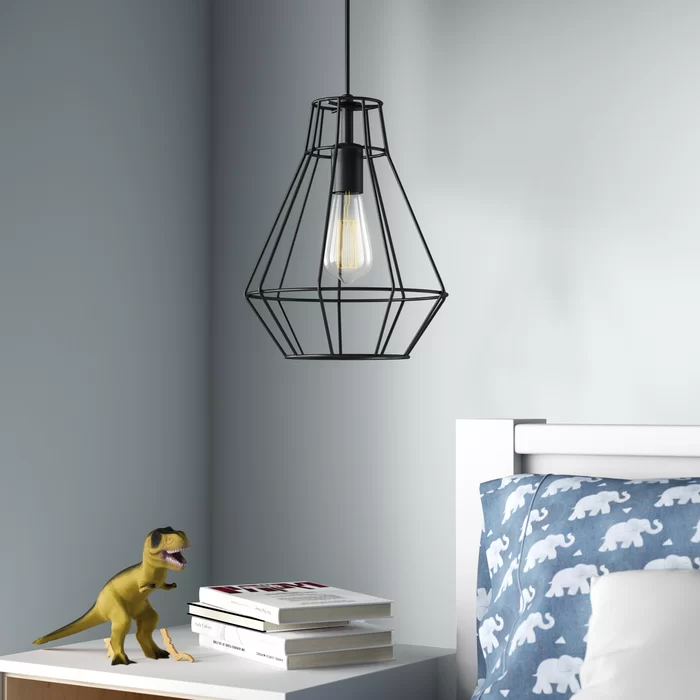 Harmen 1 Light Geometric Pendant, Black