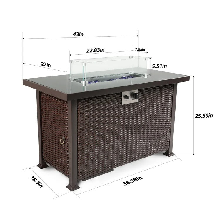 Hillenbrand 31'' H x 43'' W Polyresin Propane Outdoor Fire Pit Table