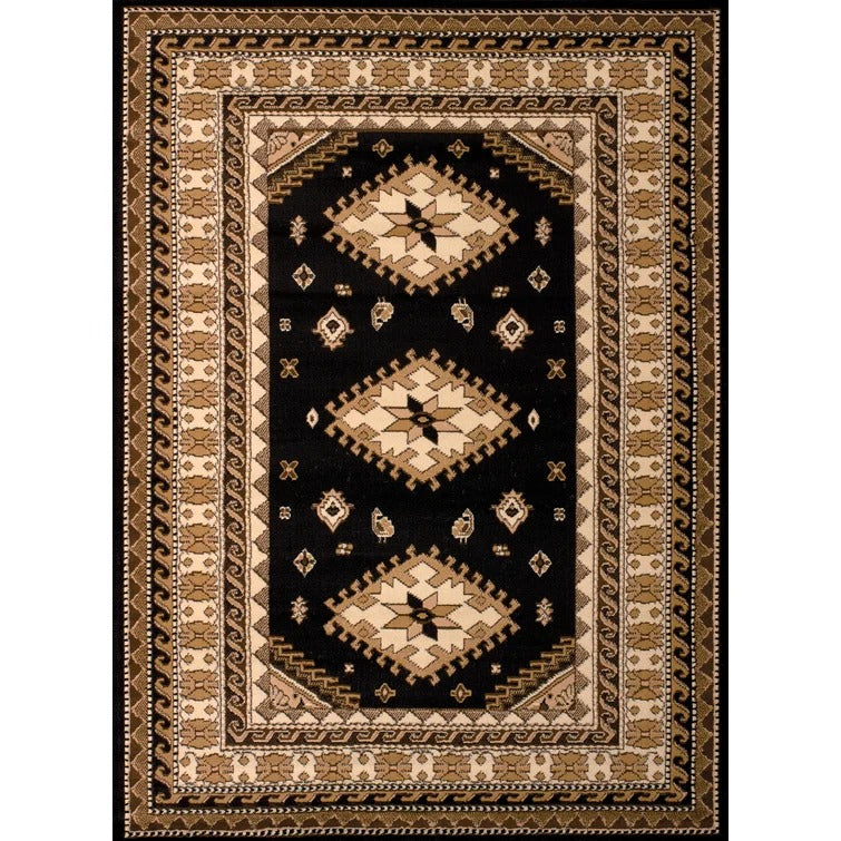 Juana Border Black/Brown Area Rug - 7'8" x 10'9"